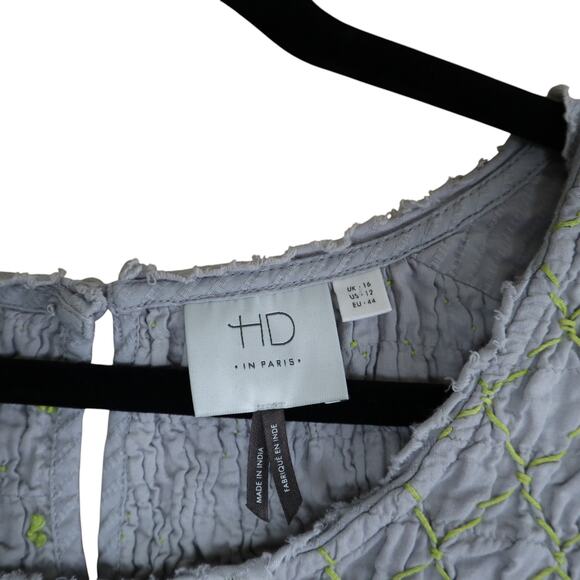 Anthropologie HD In Paris Sun Stitched Floral Embroidered Peplum Blouse Size 12 - Picture 4 of 11